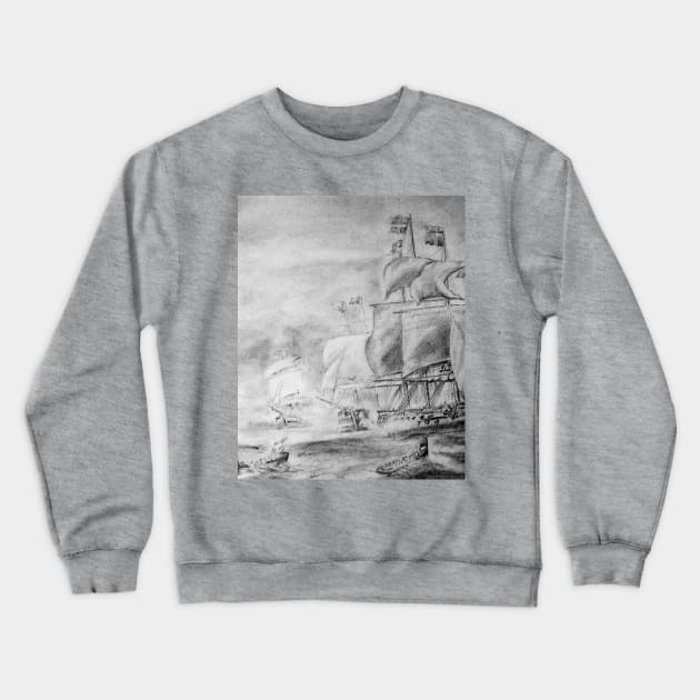 !7th century naval warfare Crewneck Sweatshirt by Rene Martin